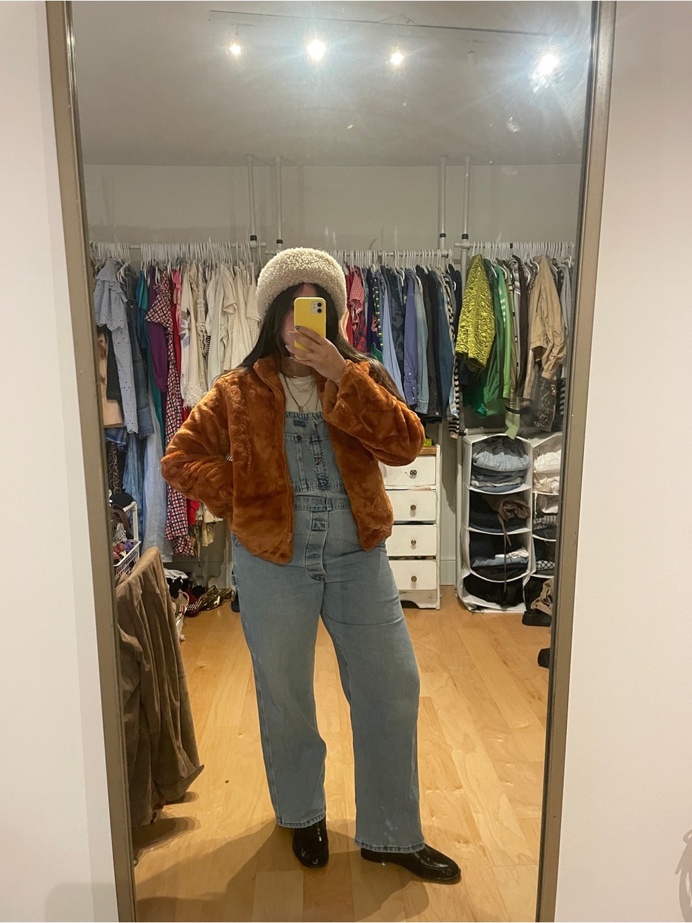Cozy Rust Teddy Jacket - Women's Plush Faux-Fur Coat